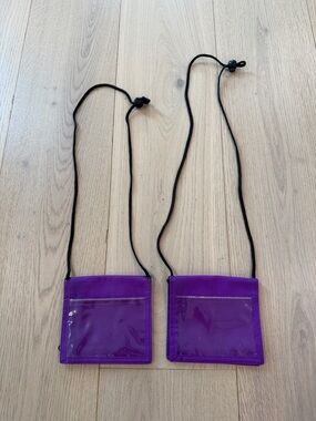 Purple Vinyl Clear Pocket Neck Pouch (Pair)